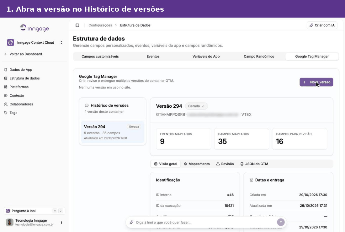 Revisando a versão e baixando o JSON