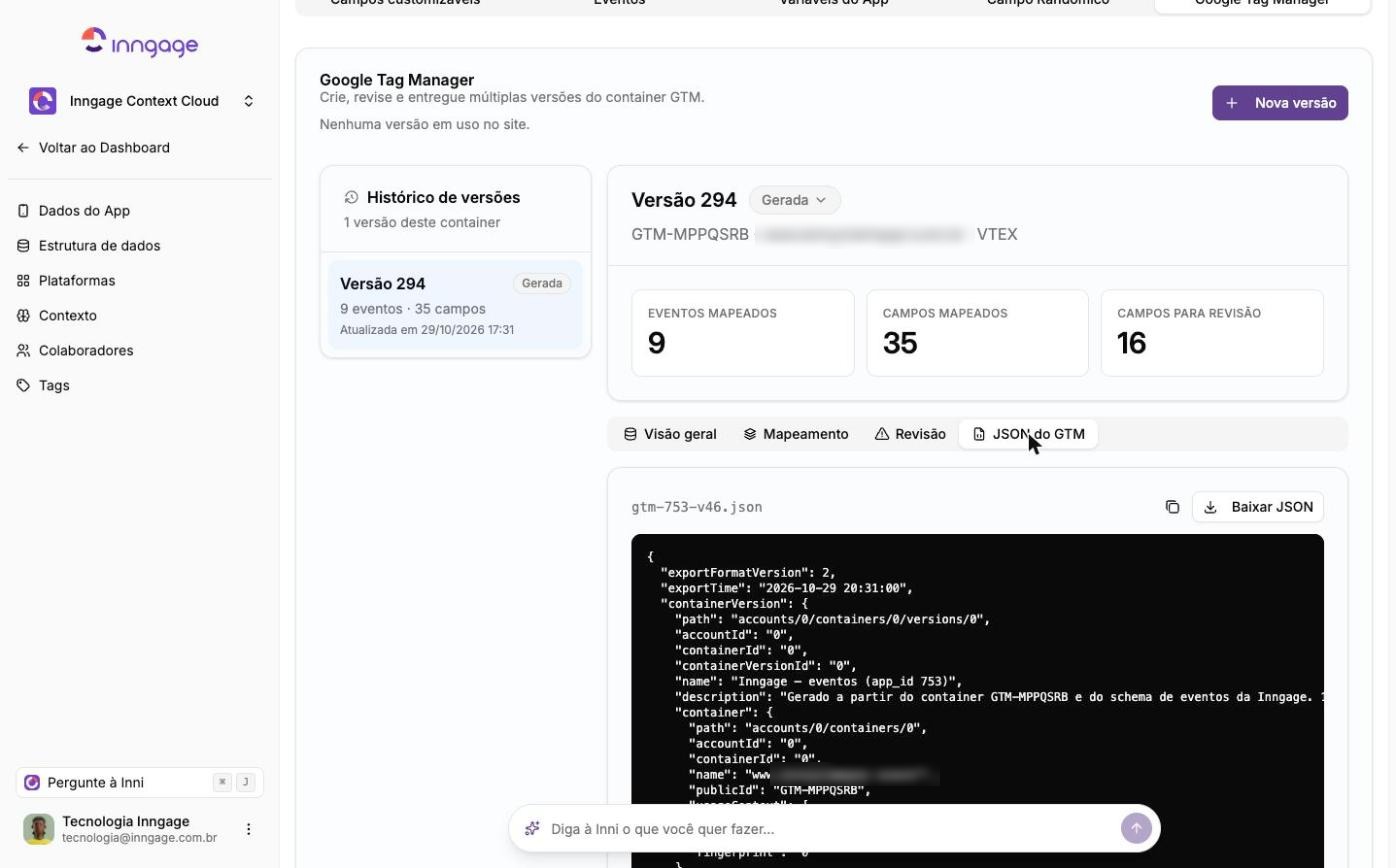 Aba JSON do GTM