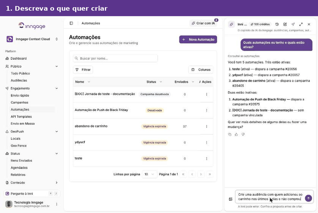Criando uma audiência com proposta