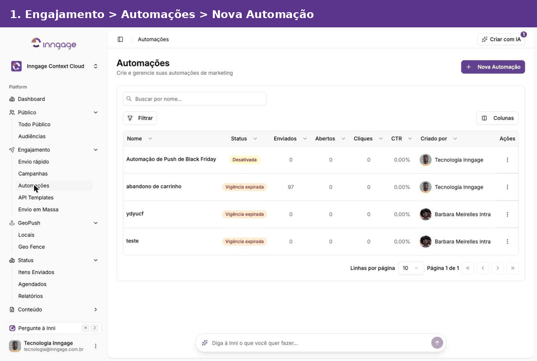 Abrindo o Journey Builder a partir de Automações