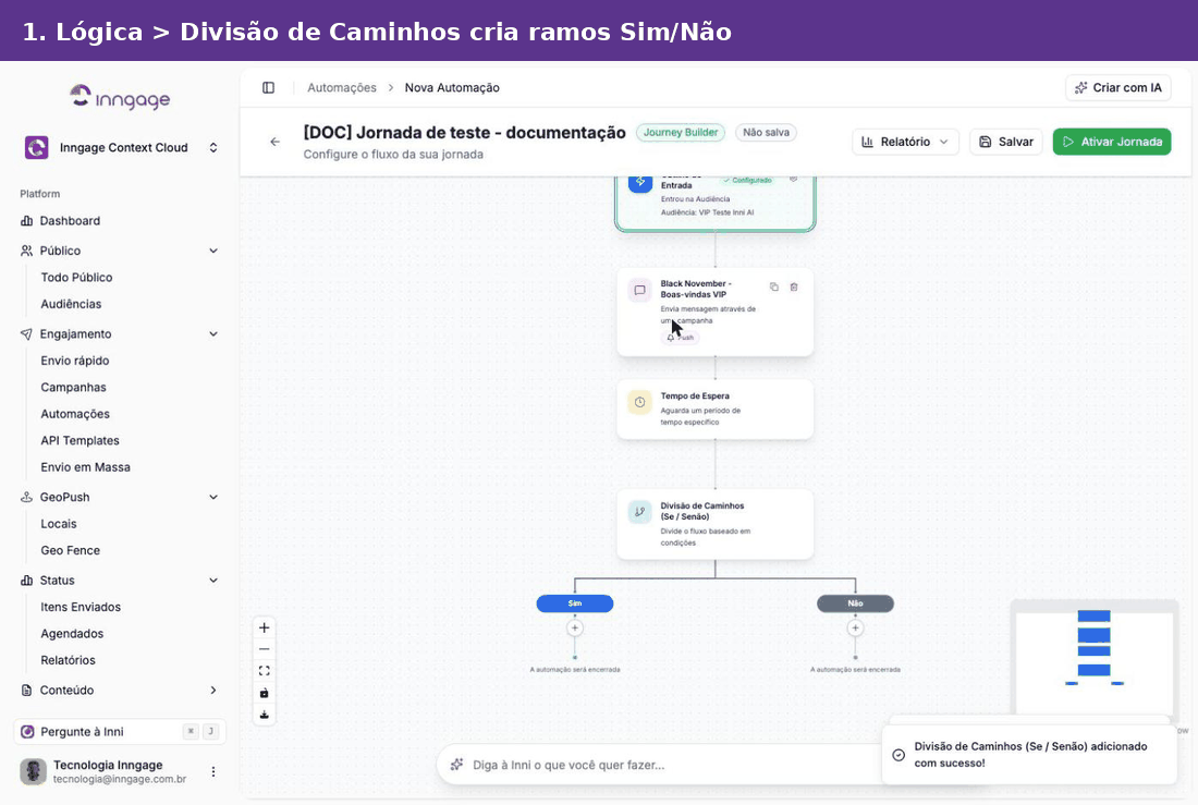 Adicionando uma Divisão de Caminhos