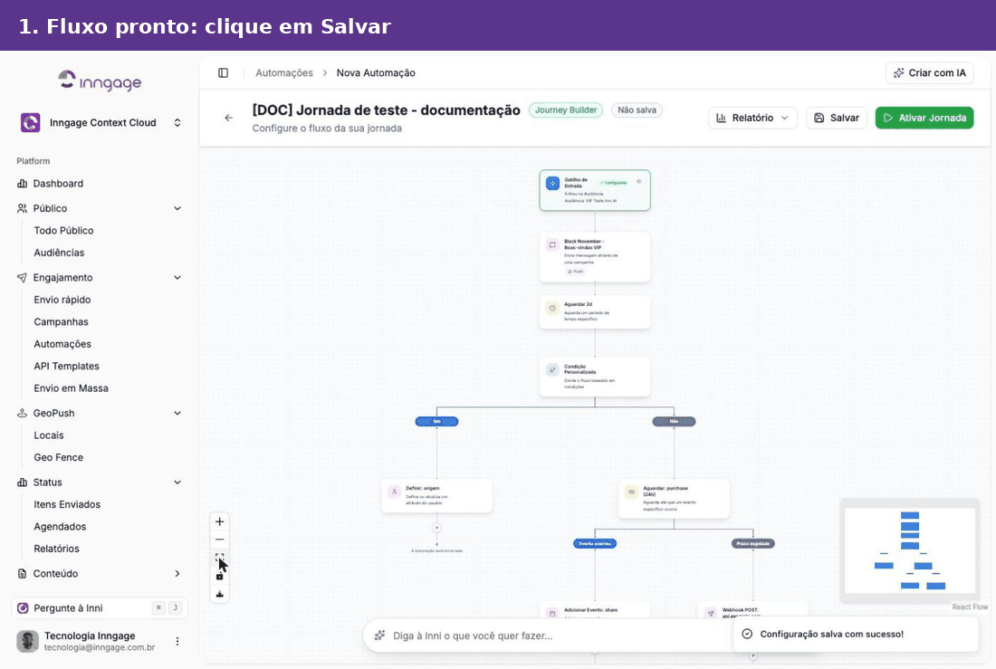 Salvando a jornada e voltando para editar