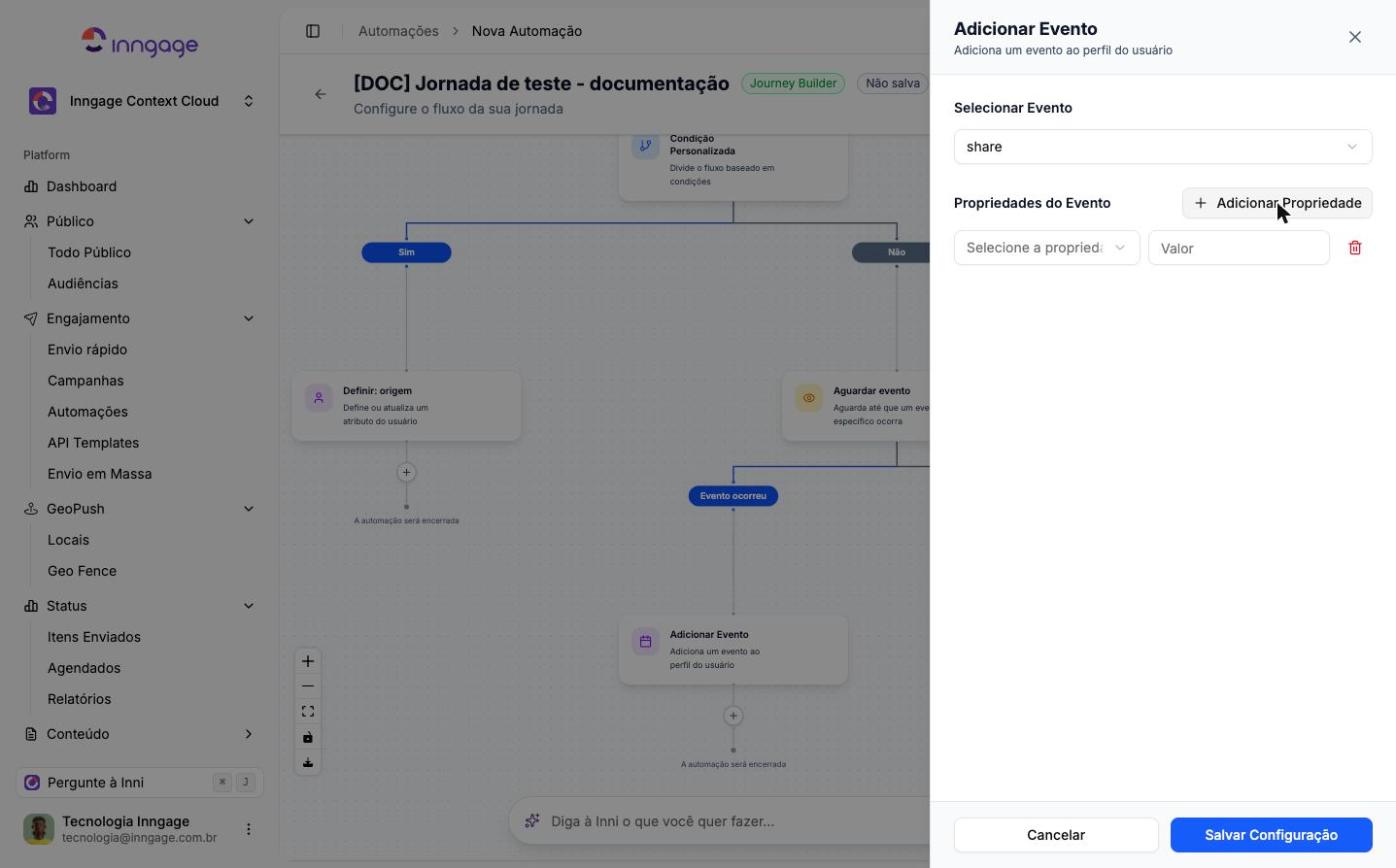 Adicionar Evento com propriedade